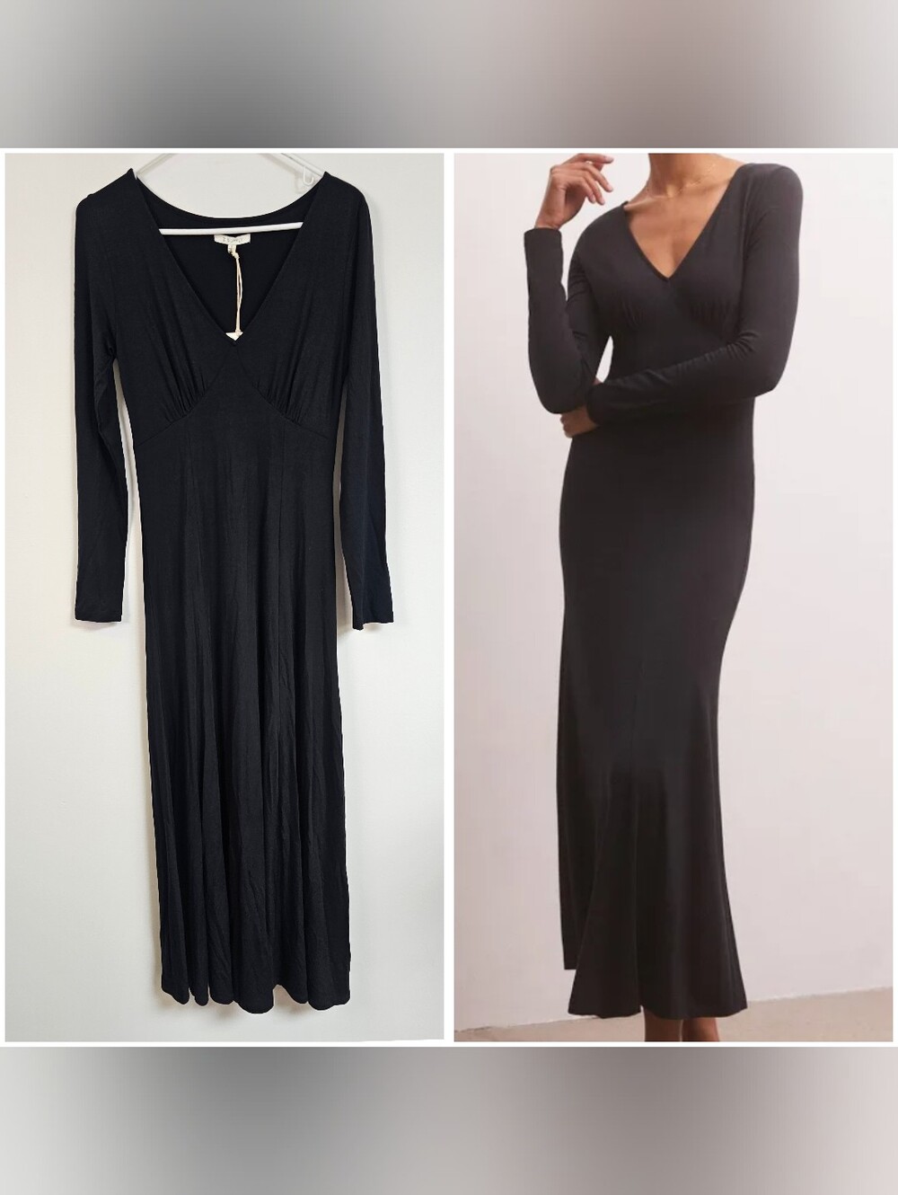 Zsupply Grace Maxi Dress Empire Wasteline Long Sleeve Strechy Whitchy Vneck